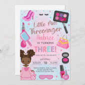 Miss Threenager girl 3rd third birthday invitation 招待状 (正面/裏面)