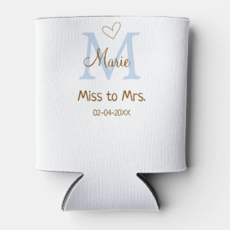 MISS TO MRS. ブライダルシャワーモノグラムハート名 缶クーラー