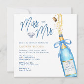 Miss to Mrs Blue Champagne Bridal Shower Invite 招待状 (正面)