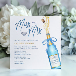 Miss to Mrs Blue Champagne Bridal Shower Invite 招待状