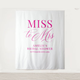 Miss to Mrs Bridal shower elegant pink backdrop タペストリー
