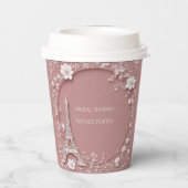 Miss to Mrs Bridal Shower Paris Eiffel Tower Pink 紙コップ (裏面)