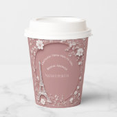 Miss to Mrs Bridal Shower Paris Eiffel Tower Pink 紙コップ (正面)