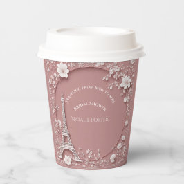 Miss to Mrs Bridal Shower Paris Eiffel Tower Pink  紙コップ