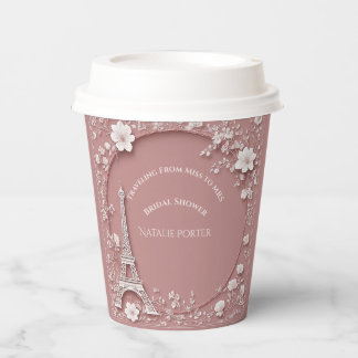 Miss to Mrs Bridal Shower Paris Eiffel Tower Pink  紙コップ