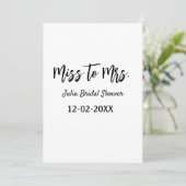 Miss to Mrs bridal shower stylish simple add name  招待状 (スタンド正面)