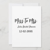 Miss to Mrs bridal shower stylish simple add name  招待状 (裏面)