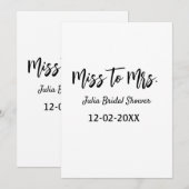 Miss to Mrs bridal shower stylish simple add name  招待状 (正面/裏面)