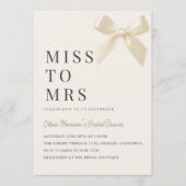 Miss to Mrs Coquette Bow Bridal Shower 招待状 (正面)