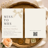 Miss to Mrs Coquette Bow QR Code Bridal Shower 招待状