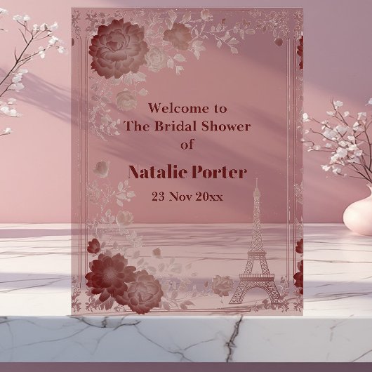 Miss to Mrs Paris Bridal Shower Eiffel Tower Chic アクリルサイン