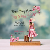 Miss To Mrs Travel Pink Bow Dress Bridal Shower アクリルサイン (ニュートラル)