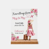 Miss To Mrs Travel Pink Bow Dress Bridal Shower アクリルサイン (正面)