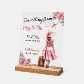 Miss To Mrs Travel Pink Bow Dress Bridal Shower アクリルサイン (傾斜)