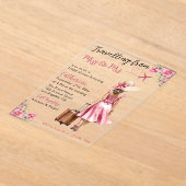 Miss To Mrs Travel Pink Bow Dress Bridal Shower アクリル招待状 (レイダウン)