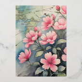 Miss To Mrs Travel Pink Bow Dress Bridal Shower 箔招待状 (裏面)