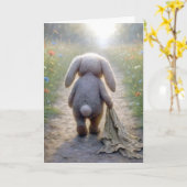 Miss You Floppy-eared Rabbit With a Blanket カード (黄色い花)