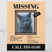 Missing Pet Flyer Custom Photo, Info チラシ (裏面)