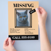 Missing Pet Flyer Custom Photo, Info チラシ (手)