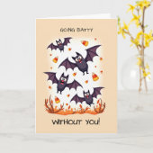Missing You at Halloween Going Batty Cute Bats カード (黄色い花)