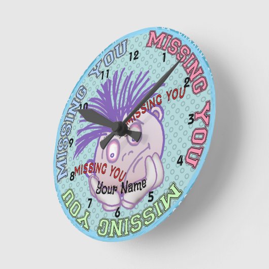 Missing You Face  ラウンド壁時計 (傾斜)