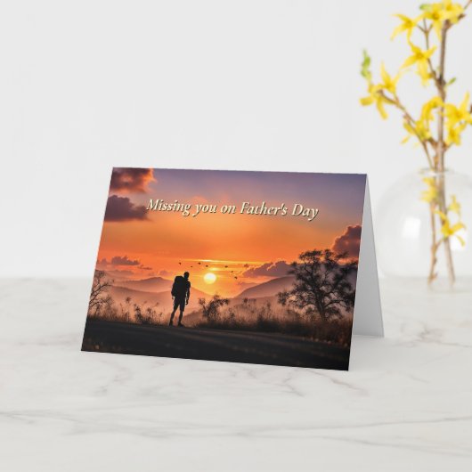 Missing You Fathers Day with Backpacker Camper  カード (黄色い花)