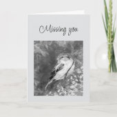 Missing you Watercolor Sparrow Bird in Forest カード (正面)