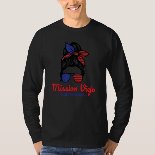 Mission Viejo California Retro Messy Bun Tシャツ (正面)