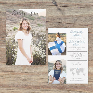 Missionary Announcement Blue 招待状