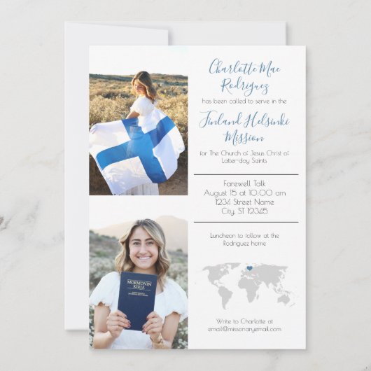 Missionary Announcement Blue 招待状 (裏面)