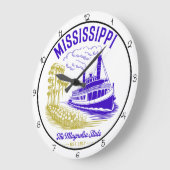 Mississippi Magnolia State Riverboat ラージ壁時計 (傾斜)