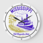 Mississippi Magnolia State Riverboat ラージ壁時計 (正面)