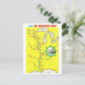 Mississippi River Map Vintage Postcard ポストカード (スタンド正面)