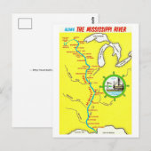 Mississippi River Map Vintage Postcard ポストカード (正面/裏面)
