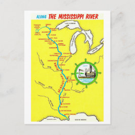 Mississippi River Map Vintage Postcard ポストカード