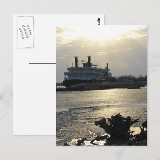 Mississippi River Sunset in Winter ポストカード (正面/裏面)