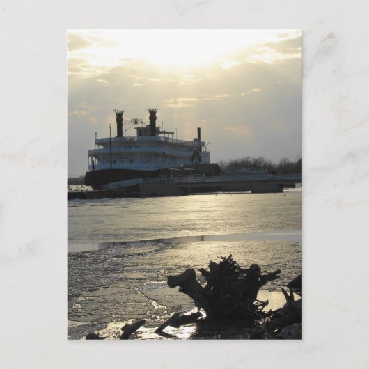 Mississippi River Sunset in Winter ポストカード (正面)