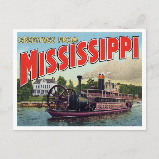 Mississippi Riverboat Greetings ポストカード (正面)