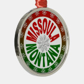 Missoulaモンタナの赤い緑の休日のオーナメント メタルオーナメント (右)