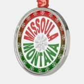 Missoulaモンタナの赤い緑の休日のオーナメント メタルオーナメント (左)