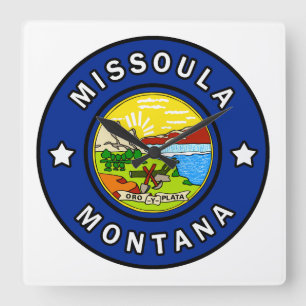 Missoulaモンタナ スクエア壁時計