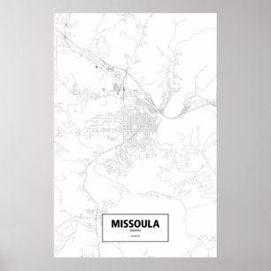 Missoula、モンタナ(白の黒) ポスター