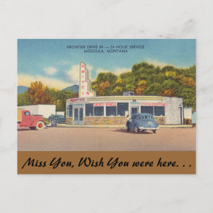 Missoula、Frontier Drive-In、Montana ポストカード