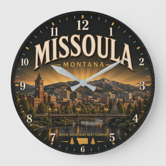 Missoula Montana ラージ壁時計 (正面)