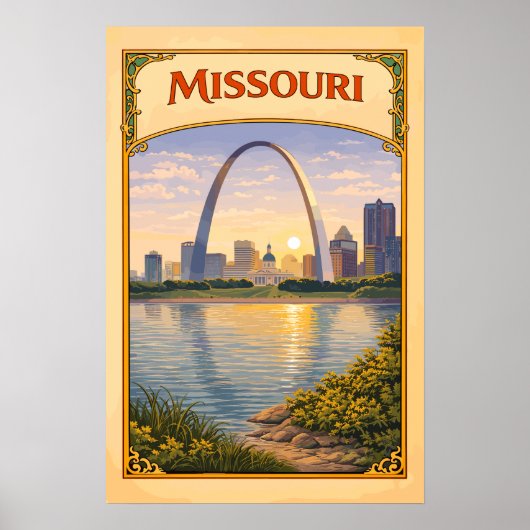 Missouri Gateway Arch Vintage ポスター (正面)