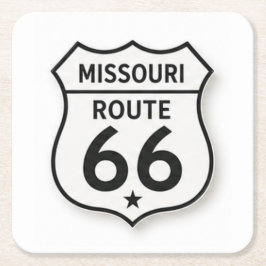 Missouri Route 66 Retro White Shield Coaster スクエアペーパーコースター