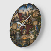 Missouri State Show Me State Rustic Landmark ラージ壁時計 (傾斜)