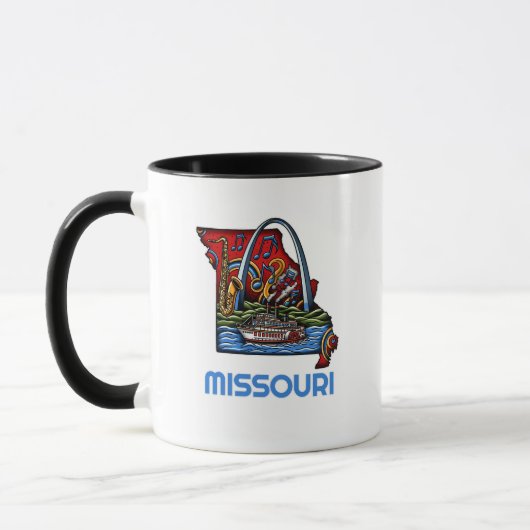 Missouri State Tattoo Style Gateway Arch Riverboat マグカップ (左)