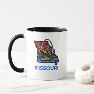 Missouri State Tattoo Style Gateway Arch Riverboat マグカップ