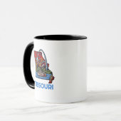 Missouri State Tattoo Style Gateway Arch Riverboat マグカップ (正面左)
